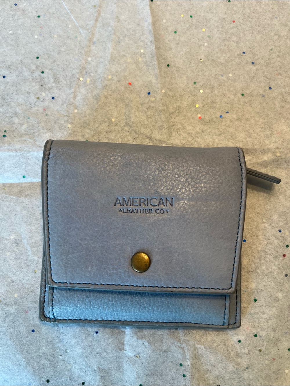 American Leather Co. Compact Leather Wallet in Light Blue